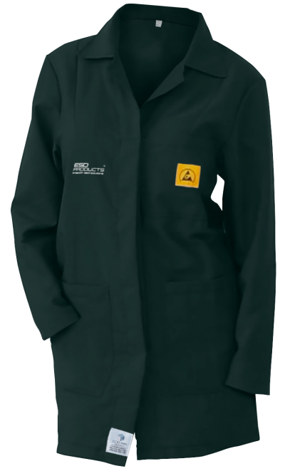 ESD Lab Coat 1/2 Length ESD Smock Dark Green Female 4XL Antistatic Clothing ESD Garment